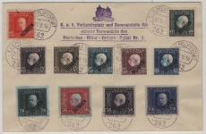 Österreich, K. + K.- Feldpost für Serbien, 1916, 30 H.- 10 K. - Werte, Zusammen auf Umschlag, gestempelt, nicht gelaufen!