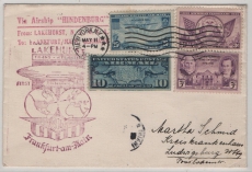 USA, 1936, 41 Ct. MiF auf Erstflugbrief von (New York) via Zeppelin / Lakehurst nach FF/M mit Flugbestätigungsdstempel