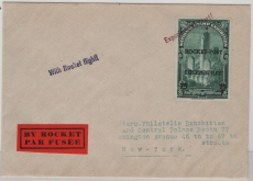 USA, 1936, Raketenpost, mit 75 Ct.- Beförderungsmarke, nach New York