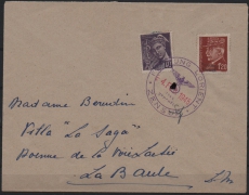 Dt. Bes. II. WK, Festung Lorient, 1945, Mi.- Nrn.: 3 + 9 in MIF auf Fernbrief von Lorient nach La Baule, akt. FA Herbst VP! RRR!