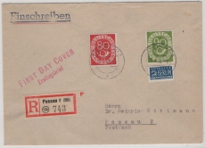 BRD, 1952, Mi. Nr.: 137 + 138, auf FDC, gelaufen als R.- Ortsbrief innerhalb von Passau! FA. A. Schlegel BPP; e + e! Top Rarität!!!