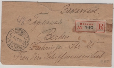UDSSR, 1922, 10 Kop. (9x) rs. als MeF auf R.- Auslandsbrief von Moskau nach Berlin