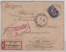 Russland, Zarenzeit, 1911, 20 Kop.- EF auf R.- Auslandsbrief von St. Petersburg nach Wien (A)