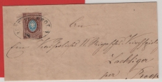 Russland, Zarenreich, 1877, 10 Kop. EF auf gr. Briefstück von SEGEWOLD (mit Datum und Jahr hs., RR!) nach ...