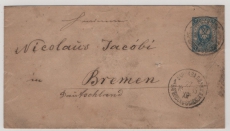 Russisches Zarenreich, 1896, 1 Kop. GS- Umschlag + 3 Kop. Rs. als Auslandsbrief von Warschau nach Bremen