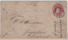 Oldenburg, ca. 1862, 1 Gr.- GS- Umschlag verwendet als Fernbrief von Oldenburg nach Grossefehn (Vorhila- Stempel rs.!)