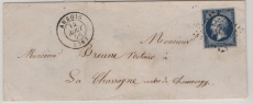 Frankreich, 1856, 20 C. EF auf Fernbrief von Arbois (Stempel!) nach Chaumergy (?)