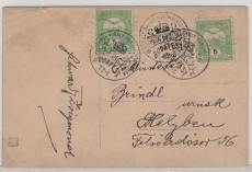 Ungarn, 1916, 5 F. (2x) auf Fernpostkarte (Neujahrsglückwünsche) von Budapest nach Helyben (?)