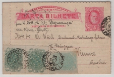 Brasilien, 1892, 80 R.- Kartenbrief- GS + 120 R. Zusatz in MiF, als Auslandsbrief von ... (via Schiffspost) ... nach Wien (A)
