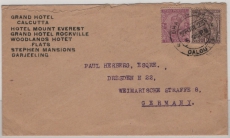 Indien, 1925, 3,5 A. MiF auf Auslandsbrief von Calcutta nach Dresden (D.)