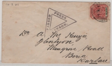 Südafrikanische Republik, 1901, 1 P. EF auf Fern- oder Auslandsbrief (?) von Pretoria nach Glenlyon (?)/ Beria? / Wurlau? Mit Zensur
