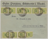 328 (10x) als MeF auf Fernbrief von Schwerin nach Eisenberg, vom 3.12.1923