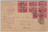 USA 1927, dekorativer E.- Brief mit MiF, von New York per SS Aquitania nach Berlin