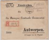 9 Milliarden Barfrankatur, auf Auslands- Einschreiben der Reichsbank von Berlin nach Antwerpen (B)