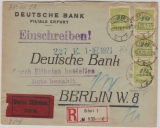 328 (8x, 4x vs. + 4x rs.), auf Eilboten- Einschreiben- Fernbrief der Deutschen Bank von Erfurt nach Berklin, vom 30.11.!