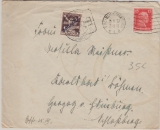 Nr.: 391 + Tschechische Nachportomarke, als MiF auf Auslandsbrief von Freiburg nach Karsbad (Böhmen)
