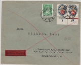 Nrn.: 428 (2x) + 388 als MiF auf Einschreiben- Fernbrief von Mannheim nach FFM