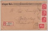 Nr.: 391 (4x) als MeF auf Einschreiben- Fernbrief von Möckern nach Braunschweig