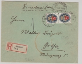Nr.: 428 (2x) als MeF auf Einschreiben- Fernbrief von Meiningen nach Gotha