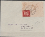 576- 579, je als EF auf 3 Briefen und 1 Karte, je mit Blockrand und OSTROPA- Stempel Königsberg v. 23.6.35 = FDC!