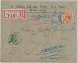 Nrn: 46 + 49, als MiF auf Einschreiben- Fernbrief von Walletsheim nach Sinsheim (?) und Zurück, geprüft Zenker BPP