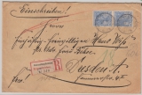 Nr.: 57 (2x) als Mef auf Einschreiben- Fernbrief von Kleinschmalkalden nach Dresden
