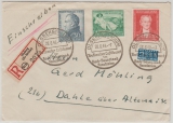 Nrn.: 108- 110, als MiF auf Satzbrief- Einschreiben von Olsberg nach Dahle