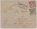 Suriname, 1905, nette MiF auf Brief, via Le Havre nach Stettin