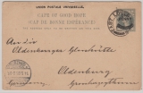 Kap der Guten Hoffnung, 1905, Überdruck GS nach Oldenburg