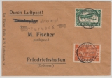 Nrn.: 111 (b?)- 112, Lupo- Satzbrieffrankatur von Berlin nach Friedrichshafen, und zurück