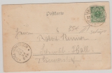 Nr.: 45, als EF auf Postkarte mit Stempel  K. W. Schiffspost, (Bodensee), 1899, nach Schwäbisch Hall