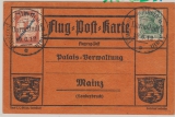 Nr.: 85, + Flugpostmarke IV, 1912, als MiF auf Luftpostkarte von Darmstadt nach Mainz, + entsprechenden Stempeln