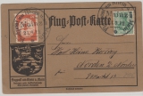 Nr.: 85+ Flugpostmarke I, 1912, als MiF auf Luftpostkarte (Luftpost am Rhein) von Mainz nach Norden, + entsprechende Stempel