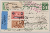 Schweiz, 90 Rp. MiF auf GS, 1927, als Flugpost- Auslands- Einschreiben- Postkarte von Vevey nach Bremerhaven (D)