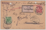 Nrn.: 46 + 56 auf Nachnahme- Fern- Postkarte von Coburg nach Berncastel