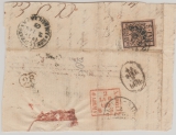 Italien, Vorläuferstaaten, Kirchenstaat, ca. 1863, 5 Bajone EF auf gr. Briefstück