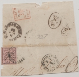 Italien, Vorläuferstaaten, Kirchenstaat, 1864, 5 Bajone EF auf gr. Briefstück
