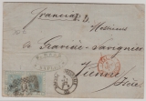 Italien, 1867, 20 Cent (2x), als MeF auf Auslandsbrief von Neapel nach Vienne / Isere (F)
