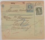 Österreich, 1908, Paketkarte mit 30 H. Zusatzfrankatur, für ein Paket von Möttling nach Laibach