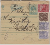 Österreich, 1916, Paketkarte mit 84 Heller Zusatzfrankatur, für 1 Paket von Wien nach Budapest