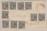 Österreich, ca. 1916, 1 Heller Portomarke, 10x als MiF auf Brief von ... nach Vinohrady