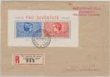 Schweiz, Pro Juventute- Block 1937 (?) als EF auf Einschreiben nach Zürich
