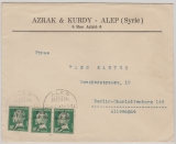 Syrien, 1925, MeF mit 3x Überdruckwert auf Frz. Briefmarken, nach Berlin