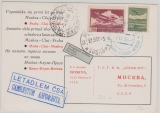 Tschechoslovakei, 1936, 3,5 Kr.- Frankatur auf Aeroflot- Erstflugkarte, Prag- Bucarest- Moskau