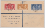 Northern Rhodesia, 1937, Krönungsausgabe als MiF auf Auslands- Einschreiben nach London
