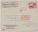 Curacao, 1946, 39 Ct. EF auf Auslands- Einschreibenbrief von Willemstad nach Manchester (GB)