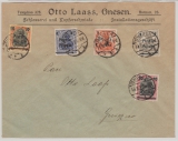 Polen, 1919, Gnesen, Überdruckausgabe auf Germania, mit Gnesener Überdruck in MiF, als Ortsbrief (?)