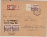 DR 657 (3x) als MeF auf Einschreiben- Fernbrief von Ronneburg nach Liebschwitz