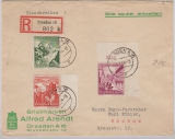 DR 683 (ER), 678 + 679, als MiF auf Einschreiben- Fernbrief, von Dresden nach Bochum