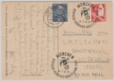 BRD Mi. Nr.: 169 + 166auf Ausstellungspostkarte (+Stempel) zur Dt. Verkehrs- Ausstellung München, 1953, nach Süd-Afrika